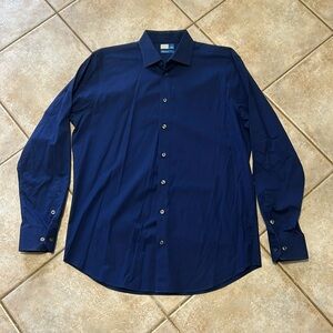 14th & Union Dark Blue Button Up Dress Shirt Men's size 16-16.5